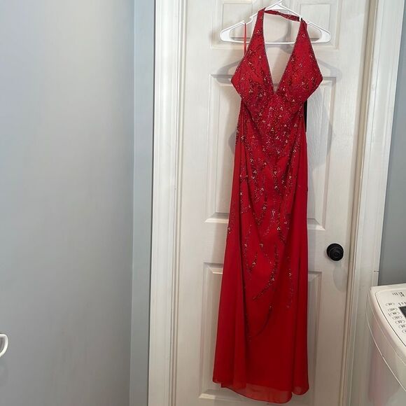 joli prom Dresses & Skirts - Joli Prom red sequined vneck plunge formal long dress SZ 12 NWT